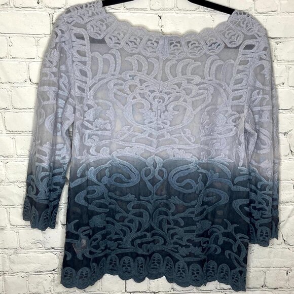 Meadow Rue grey ombré crocheted lace top - Picture 5 of 8